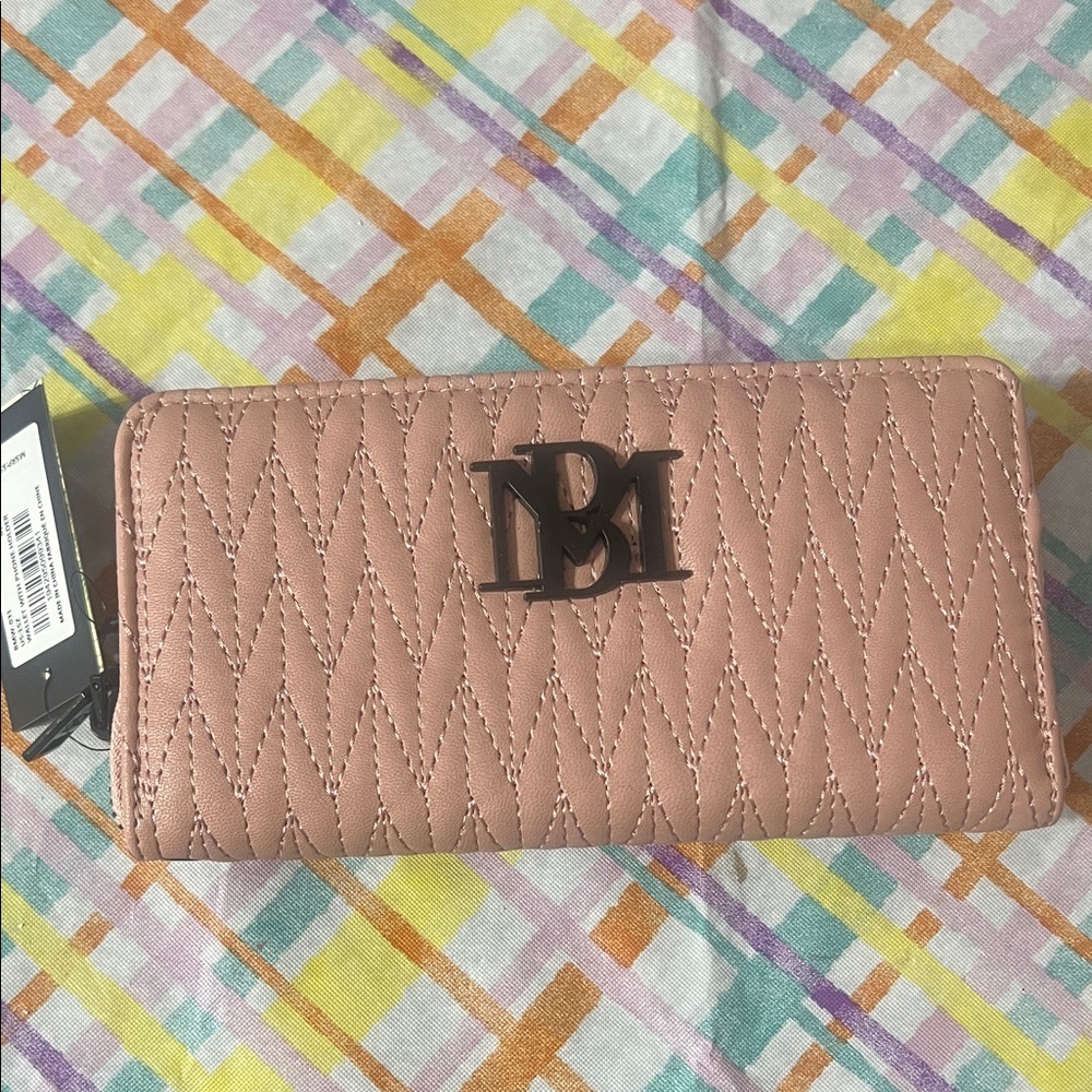 Pink Quilted Wallet with Logo